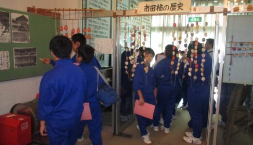 中学１年生、市田柿の学習に来館